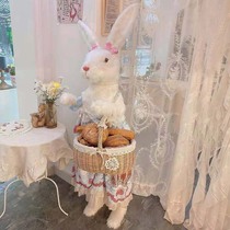 Simulation rabbit model white rabbit ingot rabbit fortune rabbit lucky welcome standing rabbit doll ornaments photo decoration props