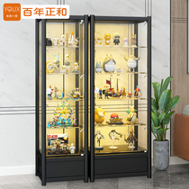 Installation-free hand display cabinet with Lamp Transparent glass display cabinet model storage display shelf Lego display cabinet