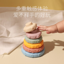 Childrens toys toys baby cognitive soft-tape relief blockwood rainbow ring stacking music pinched toys