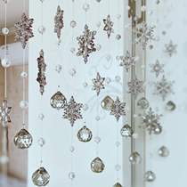 The partition of the door to the toilet door. Light luxury snowflake crystal hanging beads Feng Shui bathroom living room porch Nordic decoration