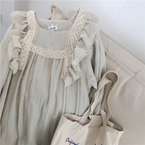 Day Ensemble Princess Wind Cotton Linen Sleeping Dress Pyjamas Woman Spring Autumn Season 2022 The new long style home dress is worn outside of the dress