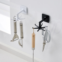 Kitchen Free-Punched Shelve Hook Rack Six Claw Swivel Corner Wall Door Rear Multifunctional Hook Powerful Stick