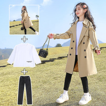 Girls windbreaker autumn clothes foreign style net red top 2022 new Korean version of medium and large childrens spring and autumn half open collar jacket
