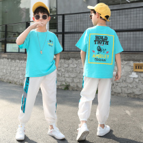 Boys summer clothing suit 2022 new CUHK Scout 6 Summer little boy printed T-shirt handsome and casual two sets