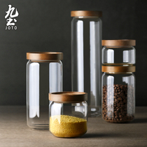 Glass sealed jar coffee storage jar home transparent jar brew wine kitchen Japanese snack storage jar tea can