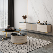 Light luxury rock panel TV cabinet Coffee table combination Modern simple small apartment living room household high piano paint floor cabinet