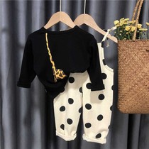 Female baby spring and autumn 2021 new girl net red suit girl clothes foreign style children fashionable two-piece set tide