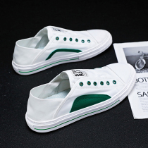 Canvas mens shoes 2022 new summer breathable thin section casual One foot pedal small white flat shoes men cloth shoe boomer shoes