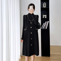 Pregnant women spring loose small fragrance knitted vest dress long foreign style fat MM base coat set tide
