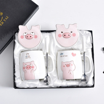 Creative ceramic mug wedding gift gift box set couple pair cup cup with lid spoon cup