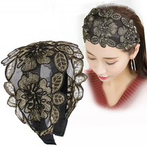 Korean wide-brimmed hair band covering white hair band Ethnic style embroidered headband lace face-showing small hair hair accessories headdress