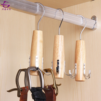 Wanziqianhong solid wood multifunctional storage and finishing artifact household tie adhesive hook silk scarf belt rack hanging bag belt