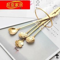 Net red cherry blossom small spoon cute creative stainless steel handle spoon ice cream honey dessert spoon coffee mixing spoon