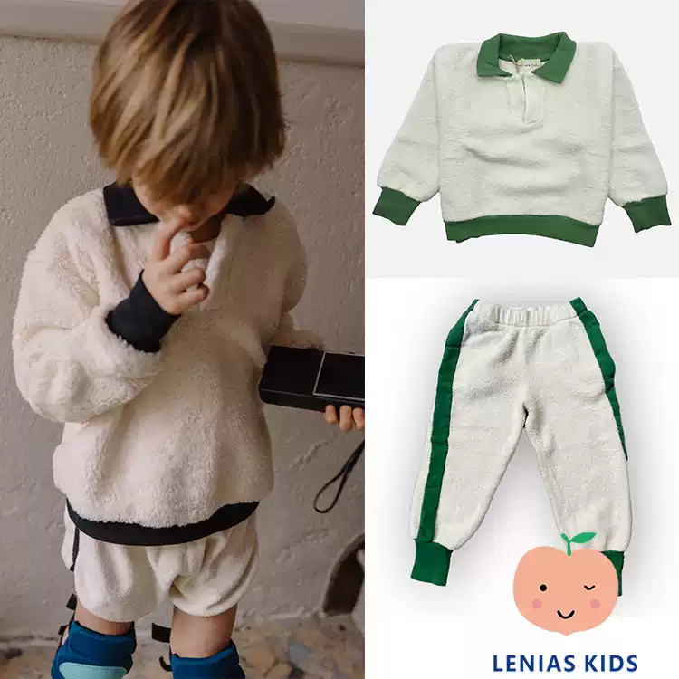 lenias LN家 we are kids21AW秋冬 纯色休闲加绒卫衣套装
