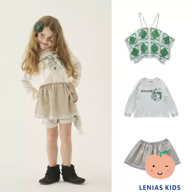 lenias LN家 eLfinFolk25SS春夏可爱镂空吊带+卫衣+半裙