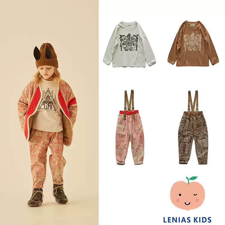 lenias LN家 eLfinFolk 22AW秋冬新印花上衣＋可调节背带裤
