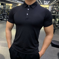 Red Tight Clothing Mens Sports Running Turnover Polo Shirts Elastic Speed Dry Fitness Wear Private Coaching Clothing Customised