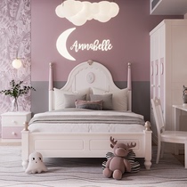Light luxury American solid wood childrens bed Girl Princess bed Childrens suite furniture combination Princess room Girl single bed