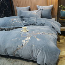 Milk velvet four-piece thickened winter coral velvet double-sided plush warm flannel high-grade lint bedding