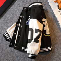 Boy coat plus velvet padded cotton clothes autumn winter clothes 2021 new childrens foreign style boy fried street winter baseball clothes