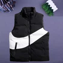 Down cotton vest vest mens autumn and winter thick short collar sleeveless jacket casual Tide brand large size horse clip