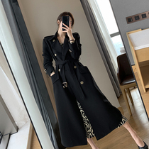 FT GUOGE black trench coat womens spring 2022 new premium feel waist thin long coat coat coat