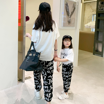 Next inss parent-child clothing 2021 summer new fried street short-sleeved T-shirt trousers mother and daughter casual two-piece suit tide