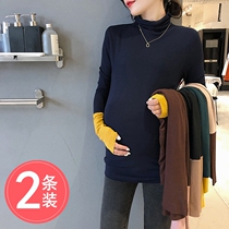 Pregnancy Woman Dress Spring Loaded Blouse Outside Fashion Big Code T-Shirt Woman Spring Autumn Style High Collar Hitch Undershirt Pregnant Woman Suit