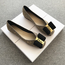 2021 autumn new versatile flat square head single shoes women comfortable soft bottom retro milk shoes bow knot Bean shoes