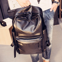 Mens bag Korean version of the tide bag puleather mens backpack student bag computer bag leisure sports travel bag
