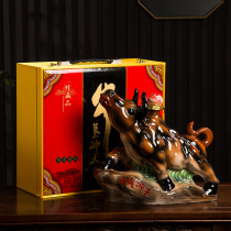 Jingdezhen 5 kg ceramic wine bottle Enamel porcelain empty wine jug 12 zodiac cow with gift box Household sealed wine set