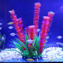 Fish tank landscaping simulation water grass fish tank landscaping scenery aquarium decoration landscape fake water grass pagoda purple red