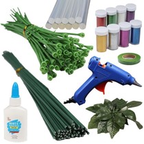 Flower Rod Rose leaf gold powder green tape bag iron wire flower pole diy handmade rose material bag accessories