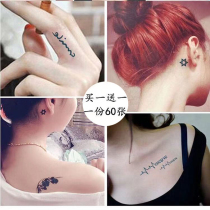 60 English tattoo stickers waterproof men and women long-lasting ins sexy collarbone personality finger letter pattern stickers
