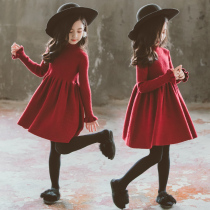 British next ttat girls sweater dress 2021 Super foreign air knit high collar Princess Dress Autumn Winter skirt