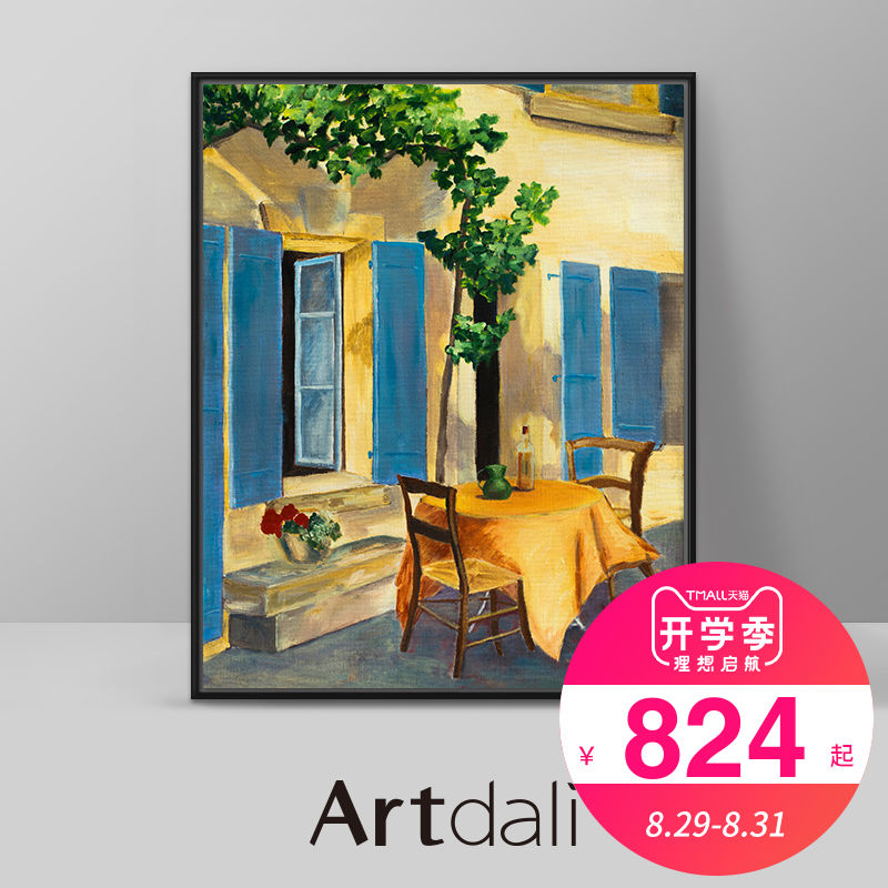 Artali Modern Living Room Point Oil Painting Scenic Decoration Painting Ins in Nordic Restaurant - Blue Venetian