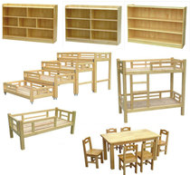 Kindergarten solid wood bunk bed Special bed for childrens nap Peoples bed Camphor pine solid wood bed Log toy cabinet