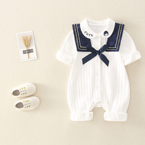 Newborn Baby Clothes Spring Autumn Clothing Foreign Air 3-6 Month Female Baby College Wind 9 Climbing Clothes Full Moon Princess Conjoined Clothes