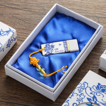 Blue and white porcelain 32g creative u disk customization enterprise logo USB disk ceramic 16g personalized bid printing logo lettering wholesale mobile phone computer dual-purpose large capacity car mini high-speed genuine