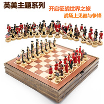 British and American theme chess three-dimensional characters high-end creative send childrens customers elders solid wood ornaments chess