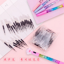Creative girl heart quicksand pen full needle tube refill core fairy stick quicksand gel pen short refill 50 sets
