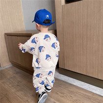 Boys sweater set childrens leisure spring and autumn clothes for men and womens babies autumn sports long sleeve two-piece Childrens foreign gas