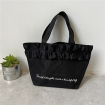 New style black export petal portable shoulder portable fashion shopping bag storage large-capacity lunch box bag for women