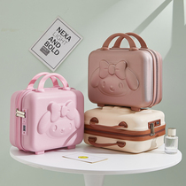 Portable suitcase woman 14 inch makeup case small suitcase small number light cute and cute cartoon 3D Bear password luggage