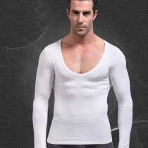 Mens cotton sweatshirt Modale oversized v collar bottom-shirt warm underwear Autumn Clothes single piece Low collar thin jacket