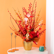 Red fruit fortune fruit simulation flower Holly fake flower dried flower housewarming living room New year flower arrangement decoration