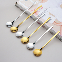 Thickened 304 stainless steel mixing smoothie small round spoon Restaurant hotel coffee cup spoon Dessert baby seasoning spoon