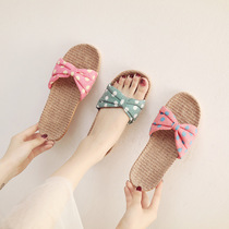 New spring and autumn non-smelly feet linen slippers women summer indoor deodorant non-slip home floor sandals four seasons