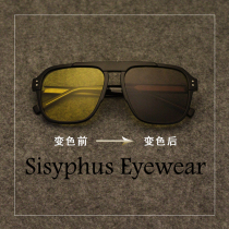 Large face sunglasses for men driving summer retro discoloration Moto locomotive riding polarized sun glasses ruffleaguer