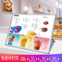 Crystal bar table desktop vertical ordering light box Milk tea shop luminous menu display card led billboard price list